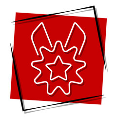 medal, red banner in a frame. Vector illustration on a white background.