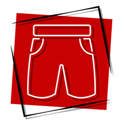 shorts, red banner in a frame. Vector illustration on a white background.