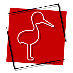 stork, red banner in a frame. Vector illustration on a white background.