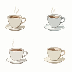 Obraz premium Minimal watercolor coffee cup with steam illustration set on white