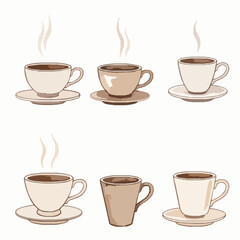 Obraz premium Watercolor coffee cups with steam illustration isolated on white background