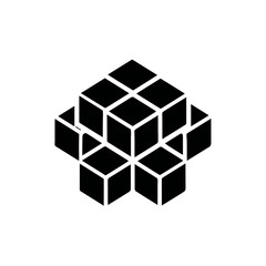 Abstract illustration of geometric cube formation with optical illusion effect
