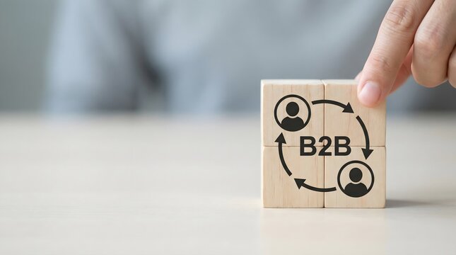 b2b business to business concept with wooden cubes