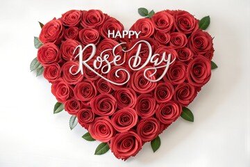 Happy Rose Day Red Rose Heart, Romantic Rose Day Heart Bouquet Image, Happy Rose Day 2026 Floral Heart Card, Red Roses Heart Shape Rose Day Wishes, Beautiful Full Rose Heart Happy Rose Day,