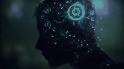 Futuristic mindscape reveals glowing digital networks a captivating AI concept design