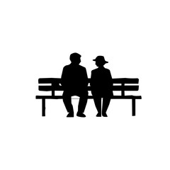 Senior People Silhouette Set. Elderly Men and Women Walking Sitting Standing Line Art Vector. Active Aging Lifestyle Illustration. Retirement Couple Family Outdoor Concept.Minimal Black Outline People