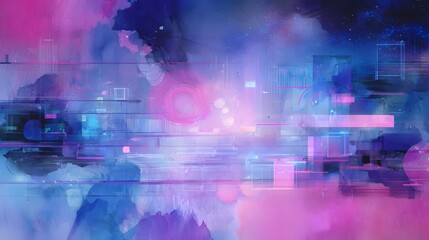 Futuristic digital art showcases vibrant innovation a serene glowing technological landscape design concept