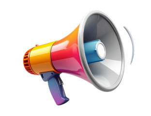 Angled 3D Megaphone with Dynamic Sound Lines, Alert and Promotion Concept, Isolated