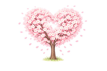 Obraz premium Heart shaped cherry blossom tree with pink flowers for romantic spring wedding or Valentines Day