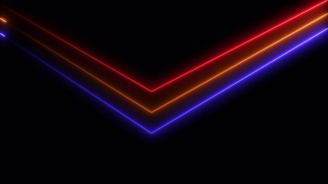 Multi color Neon three V-Shape Abstract Light Background