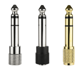 Set adapter for audio jack plug isolated on a transparent background. Full depth of field. PNG.