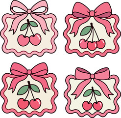 Delightful cherry and bow decorations in a charming arrangement