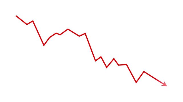 Business graph crash down with red arrow