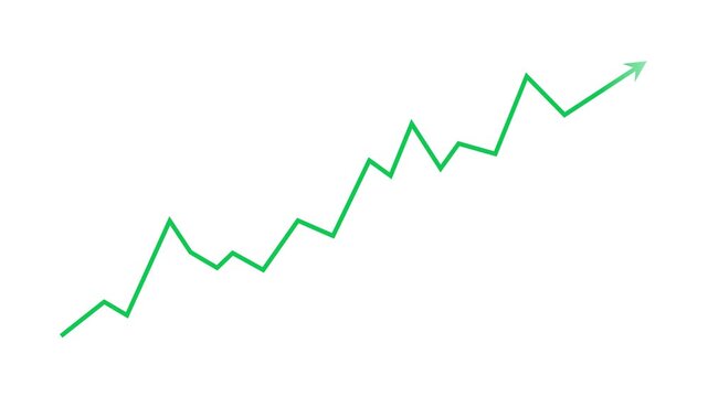 Business graph growth with green arrow