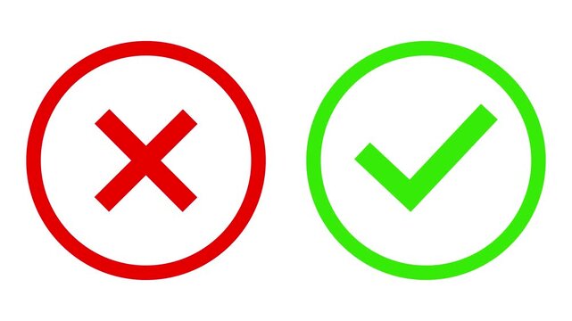 check right and cross wrong mark icon with a circle