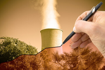 Hand drawing a graph about geothermal energy - concept image