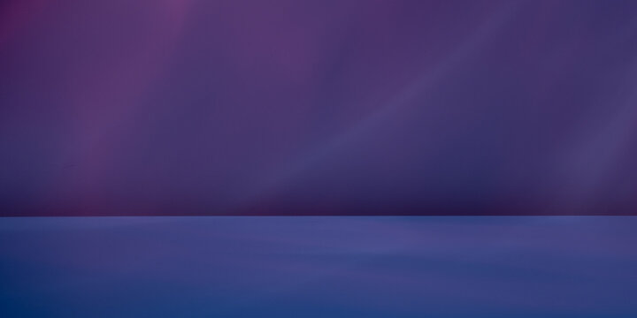 Abstract light blue and purple background for product presentation with light reflections and shadows on wall. Winter background.