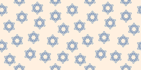 Classic winter snowflake seamless pattern on light background
