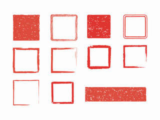 Distressed Red Square Stamp Icons Collection