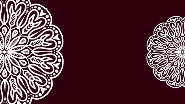 Animation of vintage Luxury mandalas background with old gold frame in arabesque pattern Arabic style. Motion Graphics Video Mandala Rotating on Both Sides. Starry Galaxy Background.