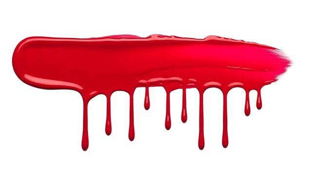 Vibrant red paint dripping like liquid, creating a striking visual effect with isolated brush strokes