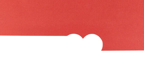 red paper background with cut out heart shape symbol isolated on white or transparent png