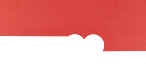 red paper background with cut out heart shape symbol isolated on white or transparent png