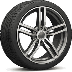 Fototapeta premium Create a Car wheel 3d rendering vector art with white background.