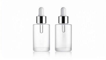 Clear Glass Dropper Bottles with Silver Caps for Skincare