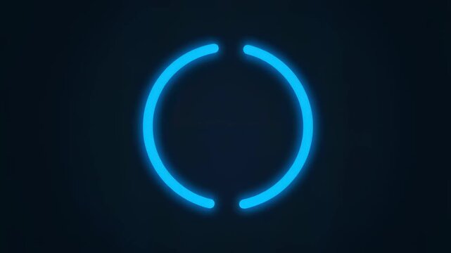 Animated blue circular loading indicator on a dark background. Represents progress, waiting, and digital user experience in technology applications