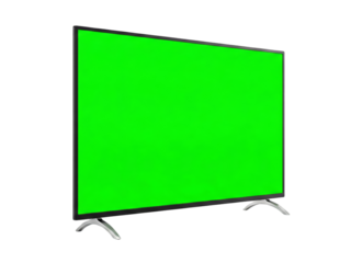 Modern Flat Screen Television with Green Screen Background Isolated on White