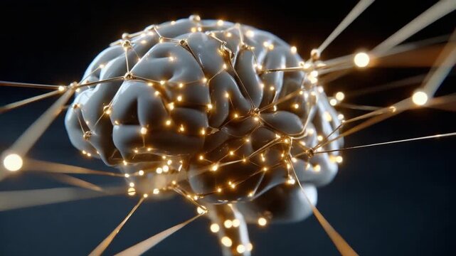 Illuminated Brain: The intricate network of neural connections within a human brain glows, emphasizing its complex capabilities and the brilliance of cognitive processes.