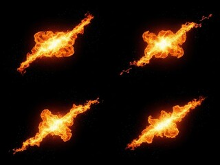 Fototapeta premium Flames and fire effects on a black background