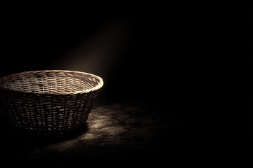 basket on black background