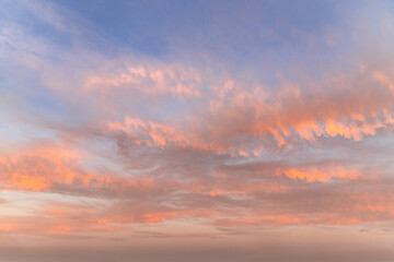 beautiful abstract background of cloudy sunset sky blue hour