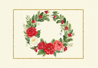 Crimson & Cream Yuletide Wreath