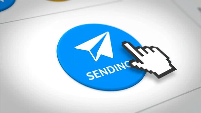 Telegram messaging app send button on computer screen.