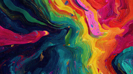 Vibrant swirling rainbow colors in dynamic abstract art