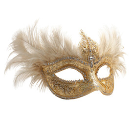 gold masquerade mask adorned isolated on transparent background
