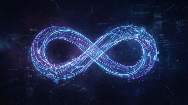 未来的に輝く無限マークのループ動画