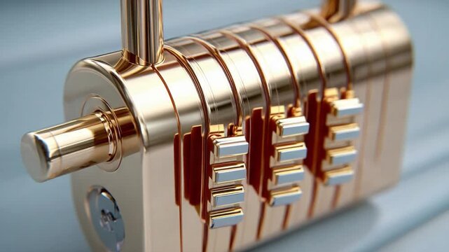 Secure Code: A close-up view of a secure combination lock, the intricate details of its mechanism and its potential to protect important data.