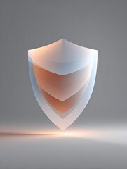 Layered Glass Shield Icon with Soft Gradient Lighting on Neutral Background