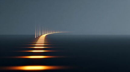 Glowing Light Path Across Calm Water Abstract Future Journey Concept
