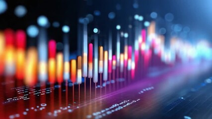 Data Visualization Abstract: Dive into the vibrant world of data analysis with a stunning visualization of colorful bars and lines, reflecting complex data patterns and trends. - Powered by Adobe