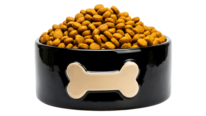 A full bowl of dry dog food, showcasing a common pet nutrition staple