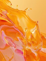 Amber liquid glass abstract