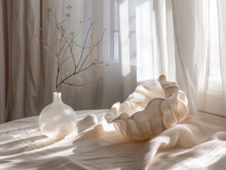 Glass decor on plate near window