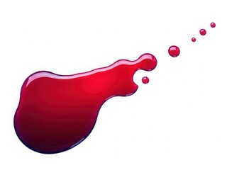 Red liquid splashing droplets on white background