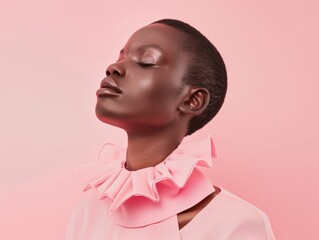 Fashion portrait with pastel lighting