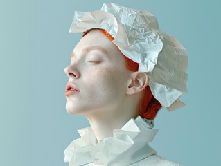 Studio fashion portrait in profile